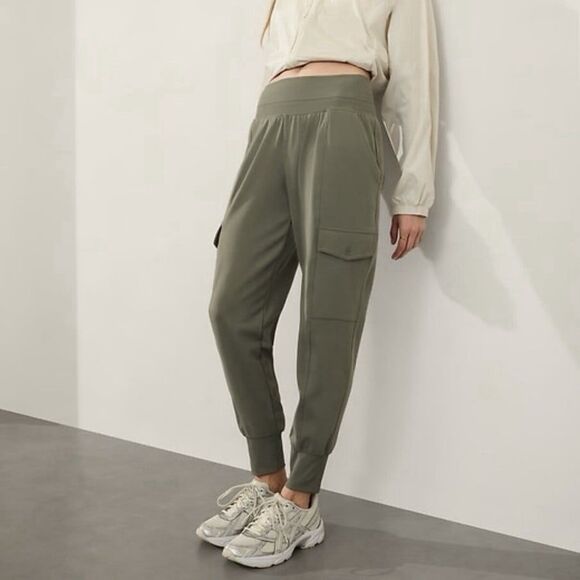 Athleta Venice High Rise Cargo Jogger Pants Moss Green XL - Picture 1 of 8